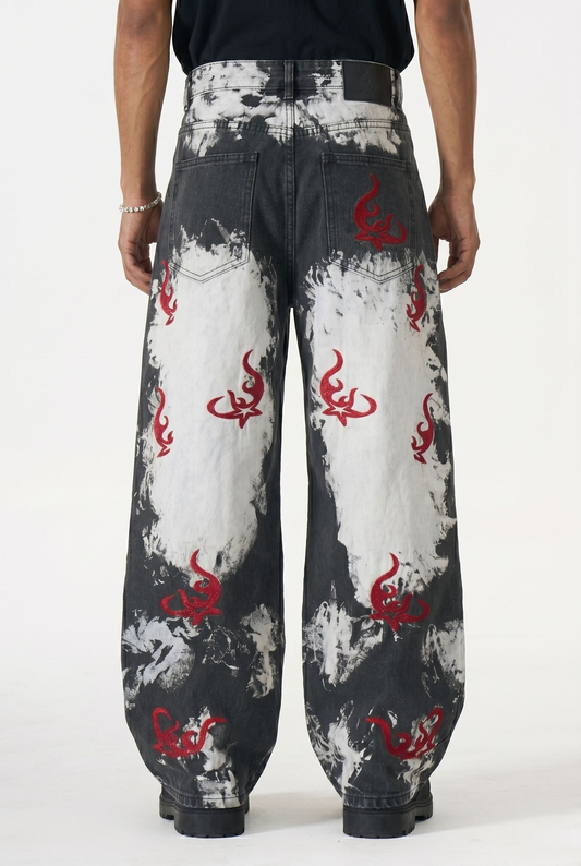 The "Ignition" Bleach-Splash Baggy Jeans
