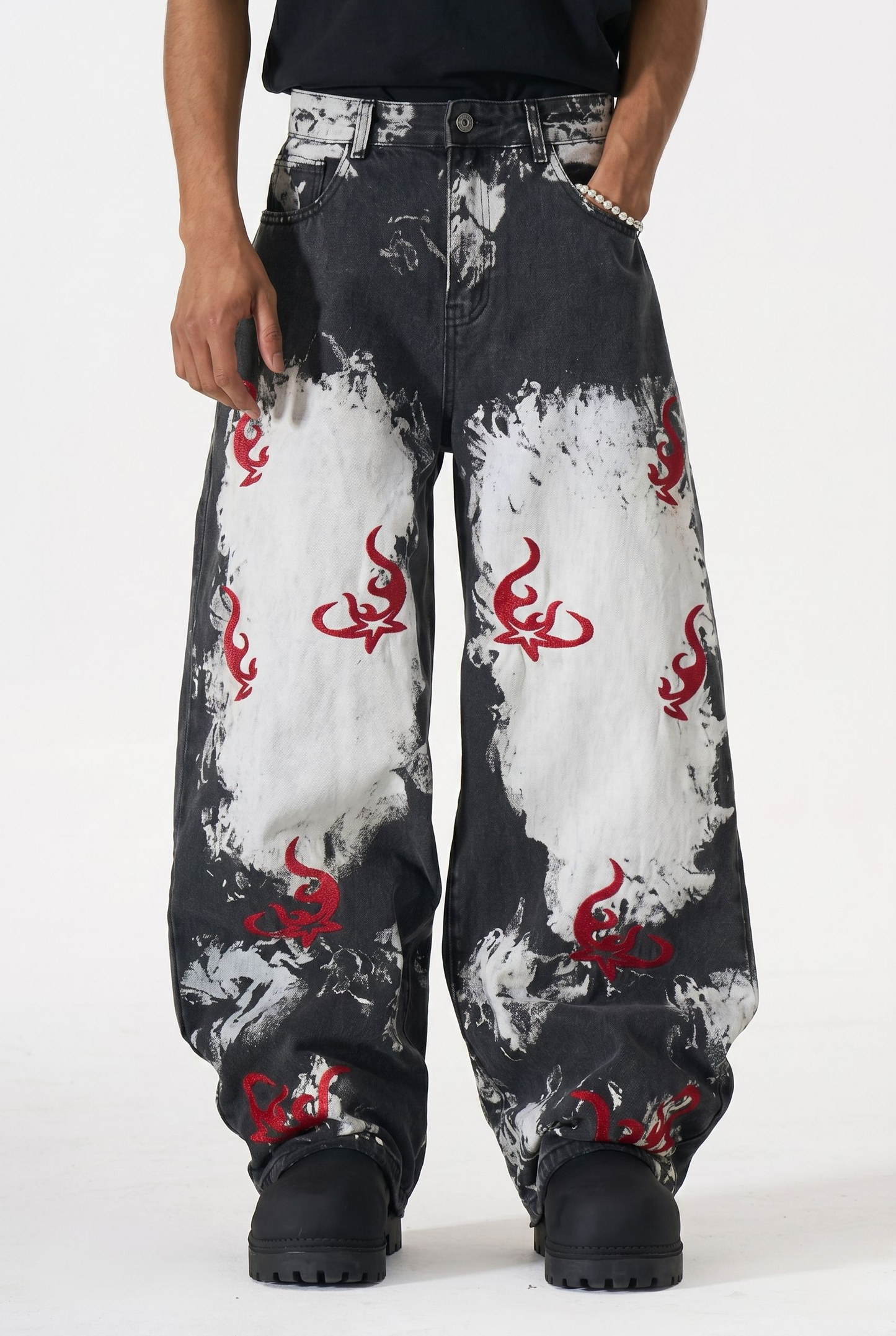The "Ignition" Bleach-Splash Baggy Jeans