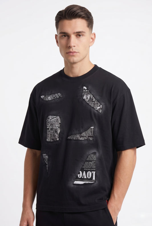 The Deconstructed Newspaper Patchwork Heavyweight Tee