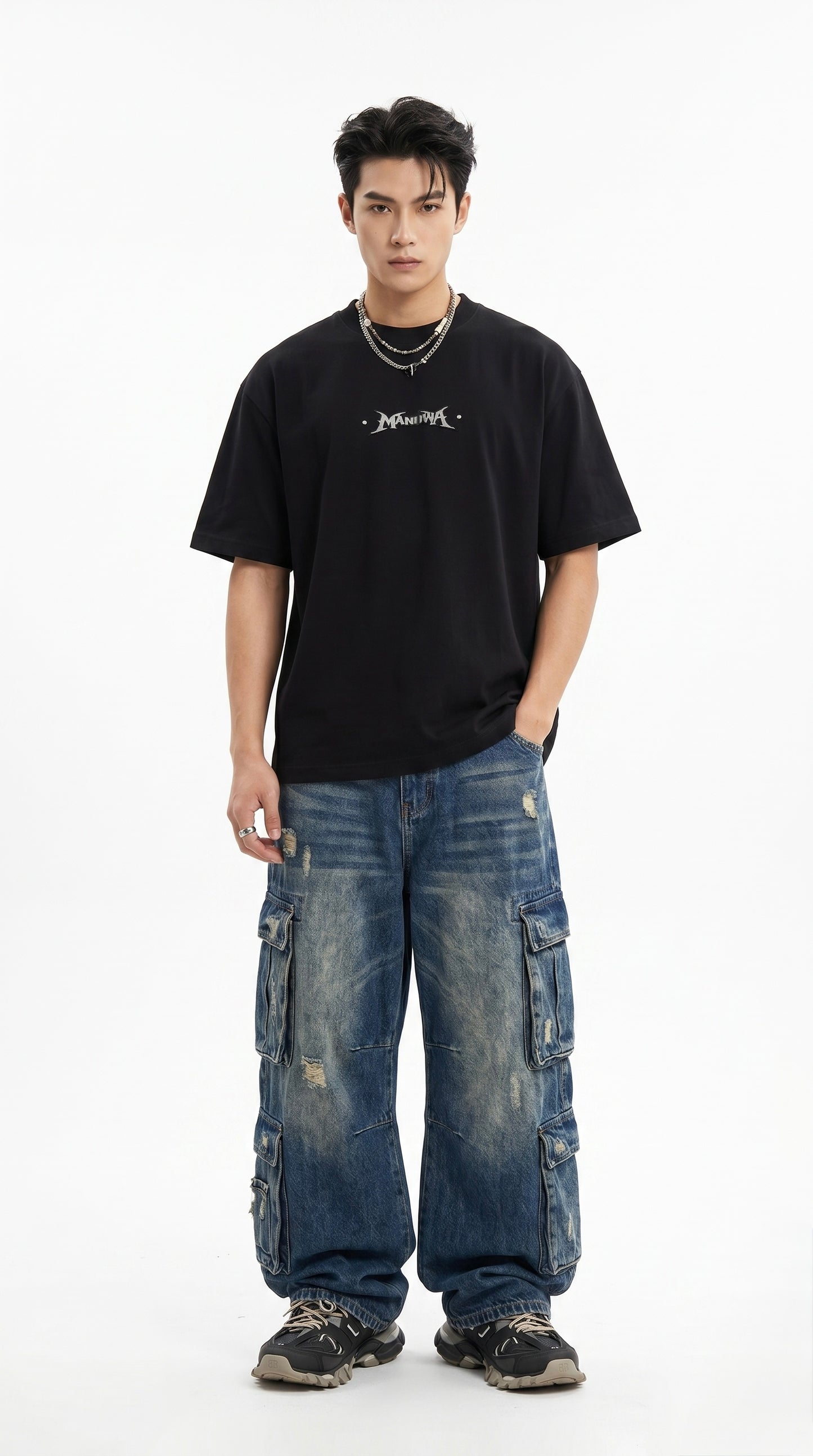 MANHWA Embroidered Gothic Streetwear Tee