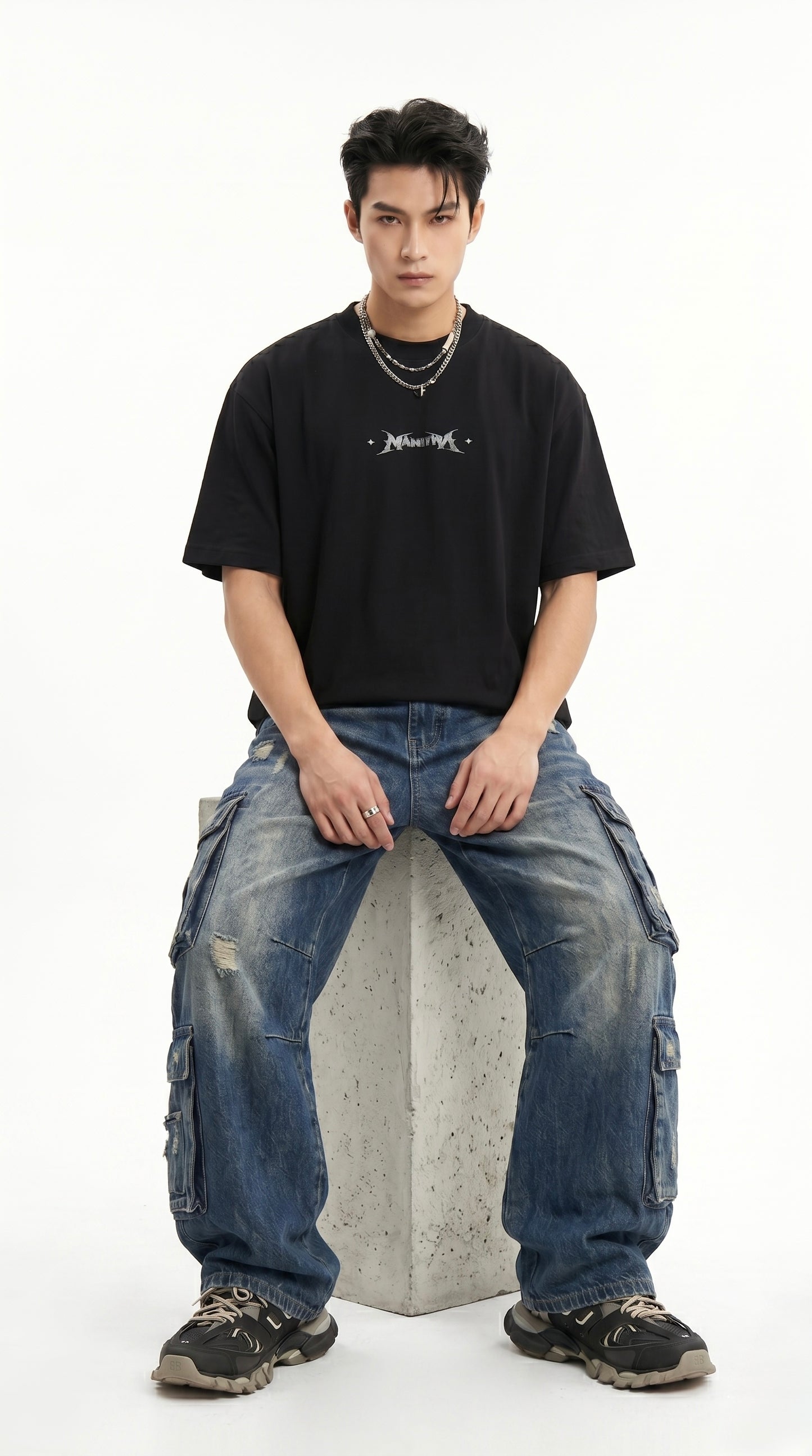 MANHWA Embroidered Gothic Streetwear Tee