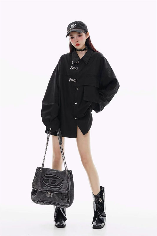 Deconstructed Hardware Oversized Button-Up