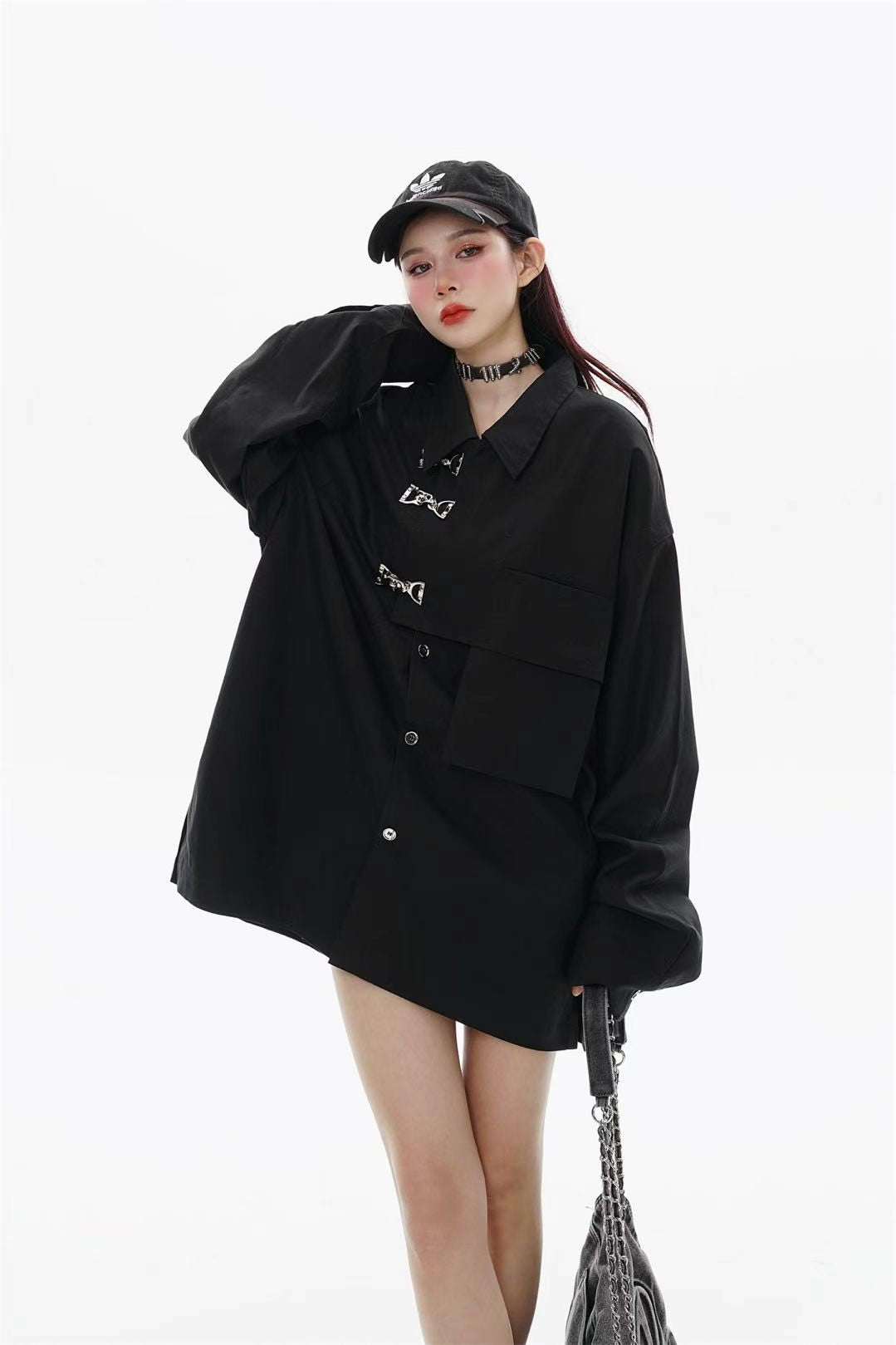 Deconstructed Hardware Oversized Button-Up