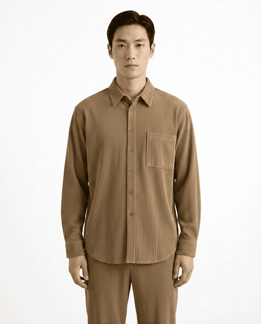 Micro-Pleat Lightweight Long Sleeve Shirt
